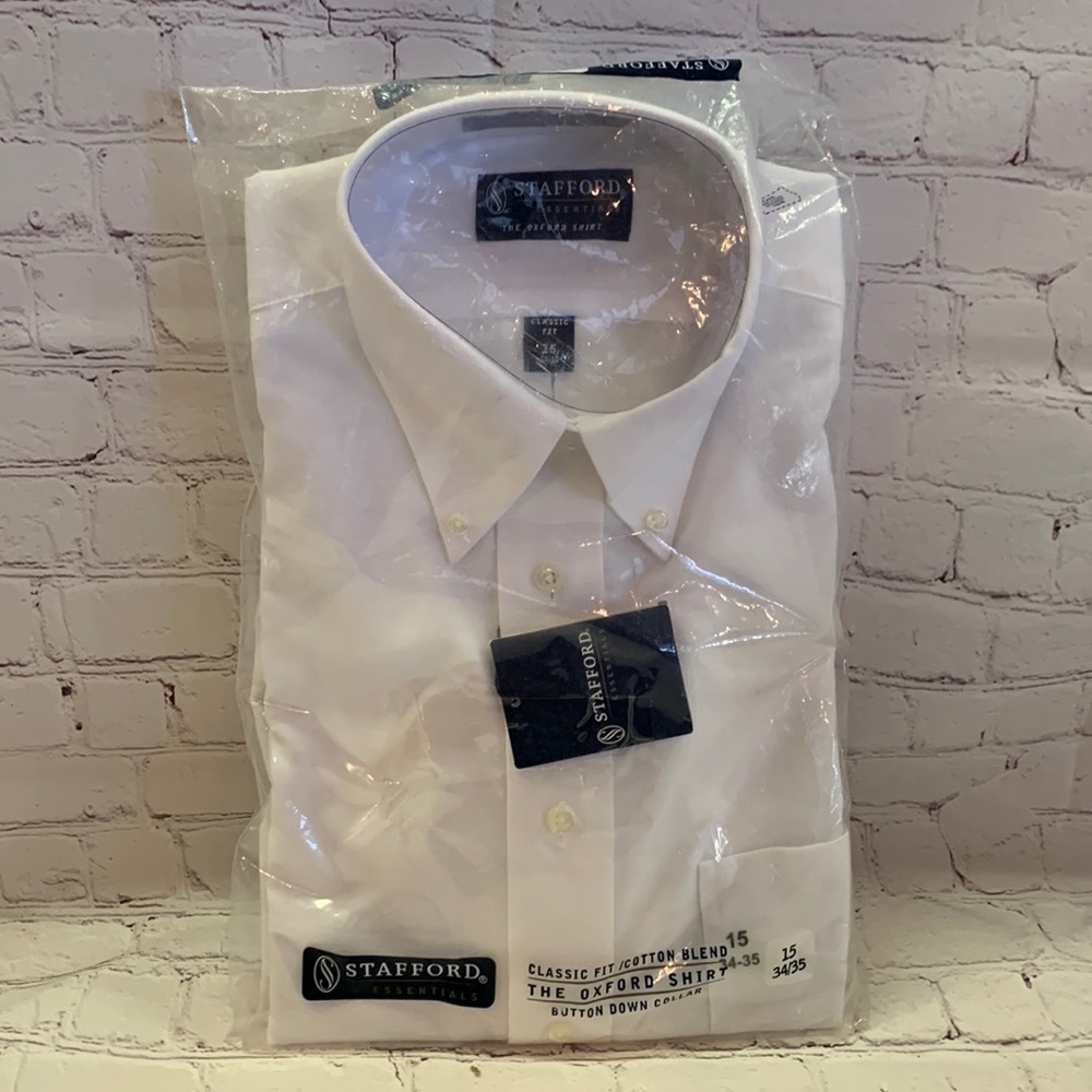 NEW Stafford The Oxford Shirt 15 - 34/35 White